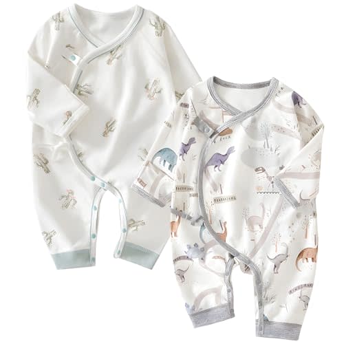 Cherie Kids 100% Organic Cotton Soft 0-6 Months 2-Piece Unisex Footless Newborn Baby Sleepers Pajamas Romper Boys Girls