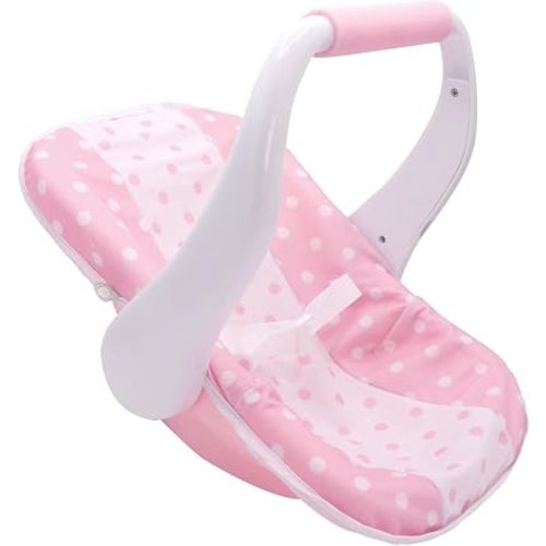 JC Toys Nonis Boutique Baby Doll Carrier – Pink & White Multi-Position Handle, Fits Dolls up to 16 Inches, Realistic Doll Car Seat