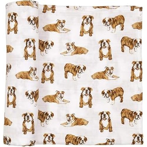 Mud Pie Bulldog Print Muslin Baby Swaddle Blanket, 47" x 47" (12140053)