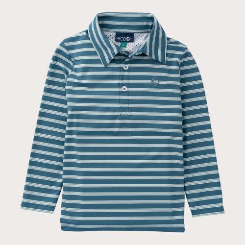 Boys' Long-Sleeve Performance Polo – Tapestry Green Stripe – PRODOH