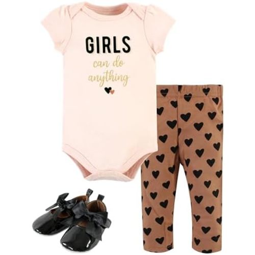Hudson Baby Unisex Baby Cotton Bodysuit, Pant and Shoe Set