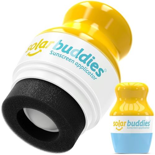 Solar Buddies Sunscreen Applicator – Blue – Refillable Roll-on Sponge for Sunscreens & Lotions – For Kids, Adults & Families – Holds 3.4Fl Oz – Perfect for Travel