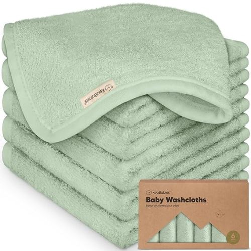 6-Pack Baby Washcloths – Soft Absorbent Viscose from Bamboo Washcloths for Face, Body, Baby Towels for Newborn, Kids, Toddlers, Infant, Gentle on Sensitive Skin, 10x10 Reusable Face Towels (Pistachio)
