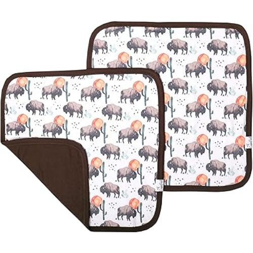 Copper Pearl Baby Security Blanket Set of 2 - Portable Size for Self-Soothing On-The-Go, Ideal Baby Blankets for Boys and Girls, Ultra-Soft, and Gift-Ready Loveys - Bison