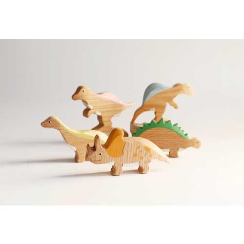 Wooden Dinosaur Playset: Eco-Friendly Oak Toys for Toddlers