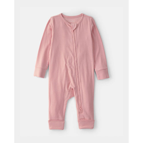 Baby Girl 2-Way Zip PurelySoft Sleep & Play Pajama - Pink | Carter's