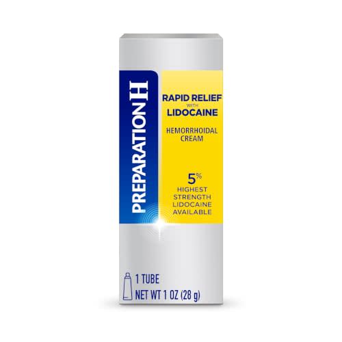 Preparation H Hemorrhoid Symptom Treatment Cream with Lidocaine, 1 oz Tube | Maximum Strength Multi-Symptom Pain Relief, Soothes Painful Burning, Reduces Hemorrhoidal Swelling, Relieves Skin Irritation