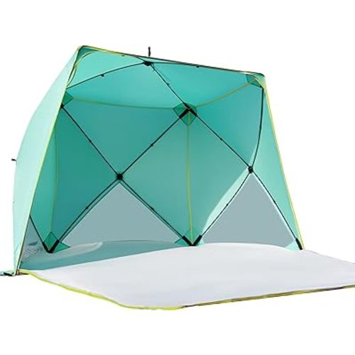 Old Bahama Bay Pop Up Beach Tent, Portable Shade Sun Shelter UPF50+ UV Protection for 4 Person Extendable Floor for Fishing Hiking Camping, Waterproof Windproof（Mint Green