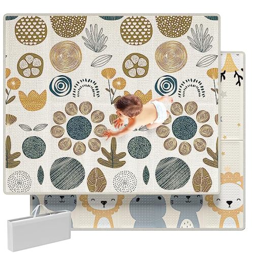 Mloong Baby Play Mat for Floor,59x71x0.4inch Playmat for Baby with Carry Bag, Foldable Play Mat,Kids Foam Play Mat,Waterproof Carlwing Mat for Baby,Large Infant Playmat,Indoor&Outdoor Playing Mat