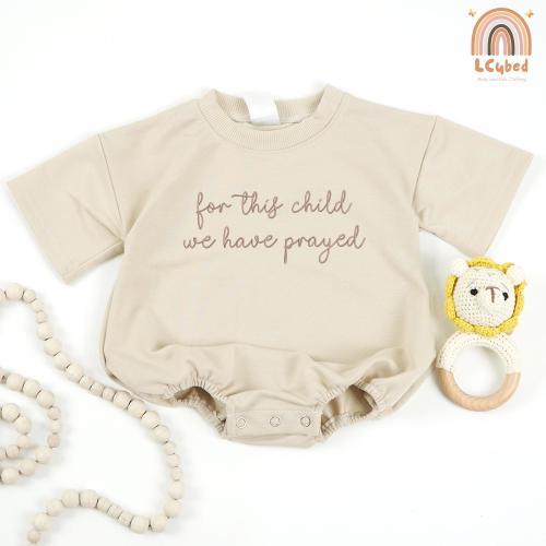 Embroidered For This Child We Have Prayed Baby Romper, Announcement IVF Baby Outfit, Pregnancy Announcement, Answered Prayer, Religious Kids