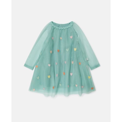 Heart Embroidered Long-Sleeve Dress