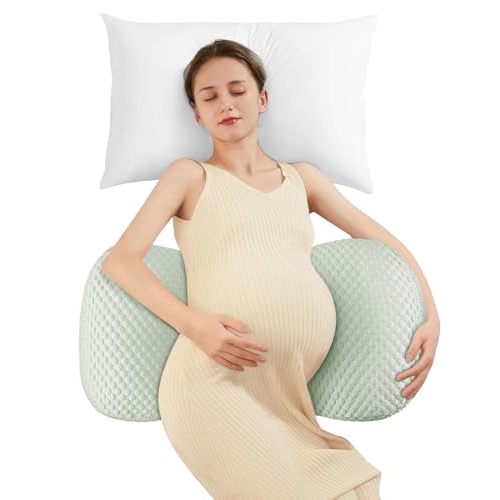 Pregnancy Pillow Cooling for Sleeping, Detachable and Adjustable Double-Sided Support Maternity Pillow Skin-Friendly for Pregnant Women Back, HIPS, Legs(30°Slope Design Verified by Expectant Mothers)