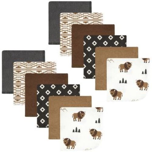 Hudson Baby Cotton Poly Flannel Washcloths, Wild Buffalo 12 Pack, One Size