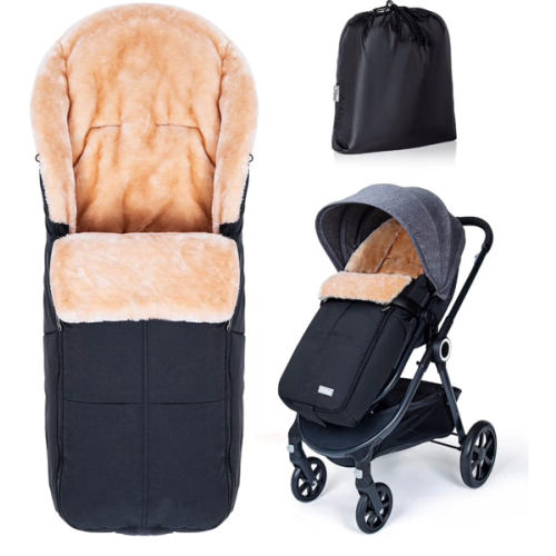 Orzbow Stroller Footmuff Universal | Faux Wool Baby Bunting Bag | Warm, Weather-proof, Adjustable Buckles | Winter Stroller Zipper Blanket Cover | Baby Sleeping Bag for Cold Weather Accessories, Black