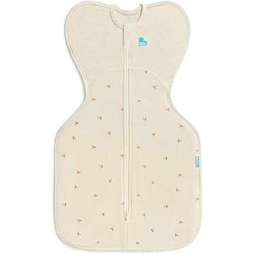 Love to Dream Swaddle Up, 1.5 TOG, Newborn Baby Swaddle Sack - Soft Stretch Cotton Fleece in Twigs Oatmeal - Arms Up Design for Safer, Better Sleep, Medium (6-8.5kg)
