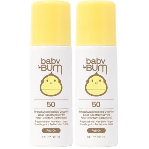 Baby Bum Mineral SPF 50 Roll-On Sunscreen | Vegan and Hawaii 104 Reef Act Compliant (Octinoxate & Oxybenzone Free) Broad Spectrum Moisturizing UVA/UVB Easy Roller Ball Sunscreen Lotion (Pack of 2)