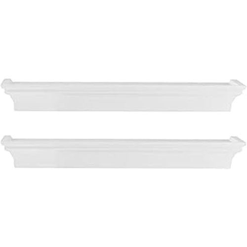 Melannco Arlington Floating Wall Shelves for Bedroom, Living Room, Nursery, Set of 2,14-Inch, White