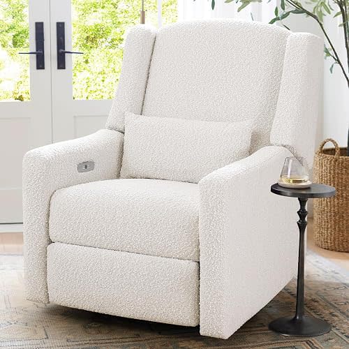SENYUN Power Recliner Chair Swivel Glider, Large Nursery Glider, USB, Cream