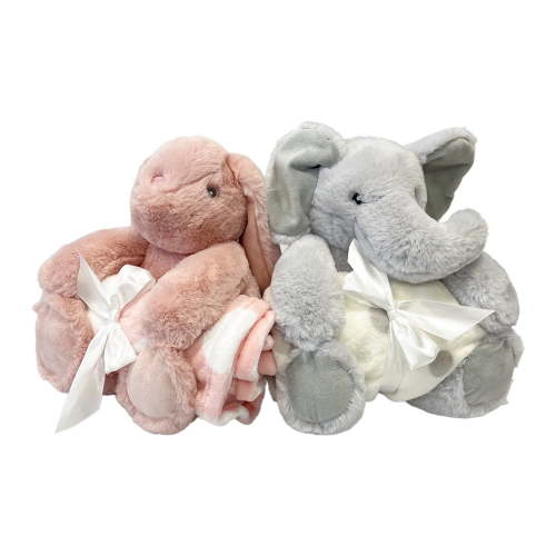 Parent's Choice Baby & Toddler White & Gray Dots Blanket and Plush Elephant Toy Set for Baby, Unisex