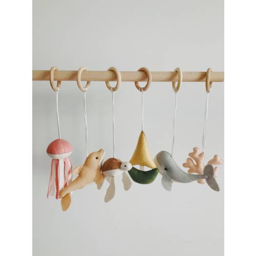 Ocean Baby Play Gym Toys, Felt Whale, Dolphin, Turtle, Jellyfish, Boat, Coral