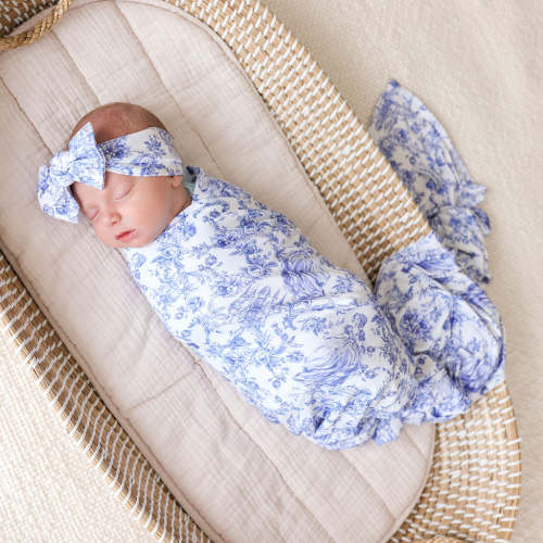 Princess Damask White Swaddle Headband Set | Briar