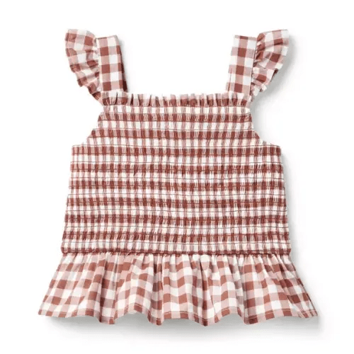 Girl Cocoa Butter Gingham Smocked Gingham Peplum Top by Janie and Jack