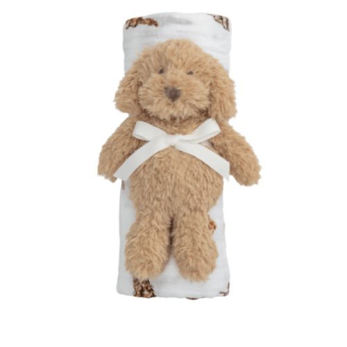 Doodle Swaddle And Rattle Set