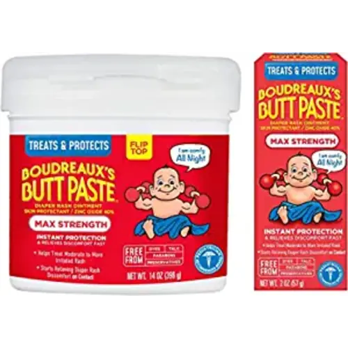 Boudreaux's Butt Paste Maximum Strength Diaper Rash Cream, Ointment for Baby, 2 oz Tube & 14 oz Jar