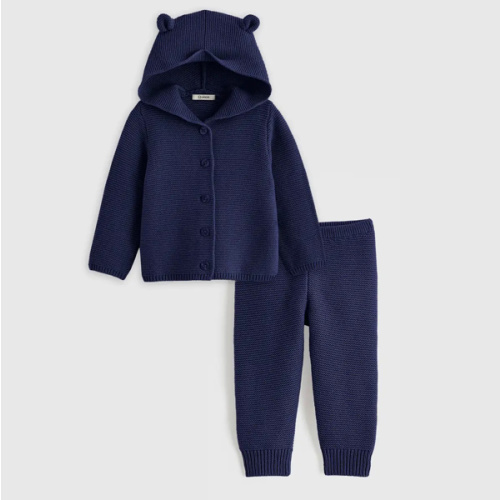 6-9 M 100% Organic Cotton Sweater Set in Navy