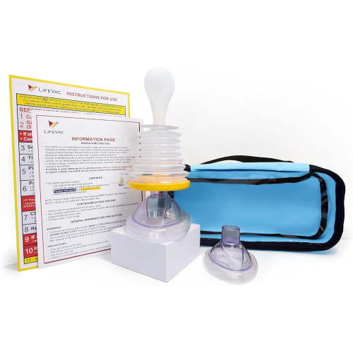 LifeVac Travel Kit, Portable Choking Rescue Device, First-Aid Emergency Suction, Adult and Kids Masks, Blue
