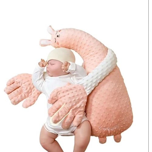 Baby Comfort Plush Animal Pillow, Ultra-Soft Velvet Dinosaur and Swan Design, 25.6x9.45 Inch, Soothing Sleep Aid Toy for Infants (Rabbit)