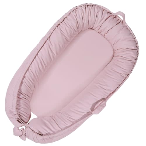 TARJODGY Baby Lounger for Newborn 0-24 Months, Infant Lounger with Soft Breathable Cotton Cover, Lightweight Portable Baby Nest for Tummy, Co Sleeping and Travel, Newborn Essentials for Baby Girl