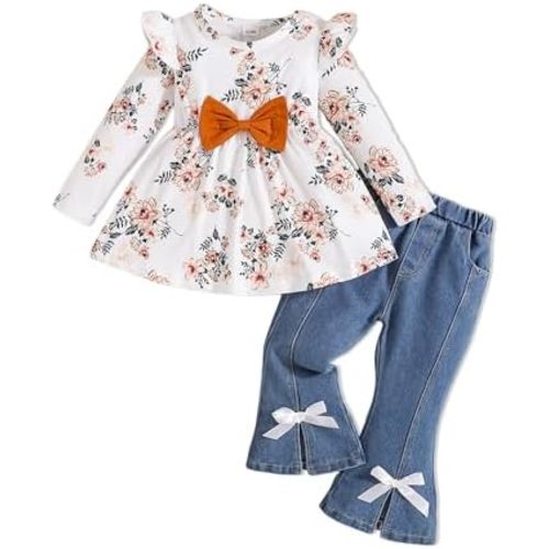 Doresbebe Baby Girl Clothes Toddler Girl Outfits Infant Girl Summer Clothes for Girl Ruffle Shirt Pants+Cute Headband 3PCS