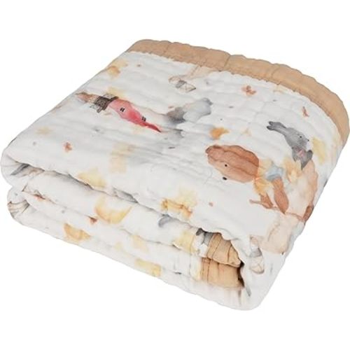 Organic Cotton Muslin Baby Blanket for Boys and Girls - Luxurious Soft Toddler Quilt for Swaddling - Gender Neutral Blanket - Baby and Toddler Gift - Dream Big