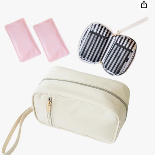 Breast Milk Cooler Travel Bag - Stylish Polyester Breastmilk Storage Bag Holds 6-8 Bags - Waterproof & Portable Breastmilk Cooler Bag w/ Included Ice Packs - Baby Essentials for Moms On-the-Go