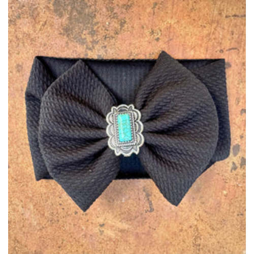 Black and turquoise baby headband bow – Six shooter boutique