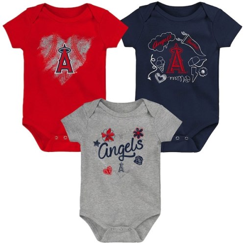 Infant Los Angeles Angels Red/Navy/Gray Batter Up 3-Pack Bodysuit Set