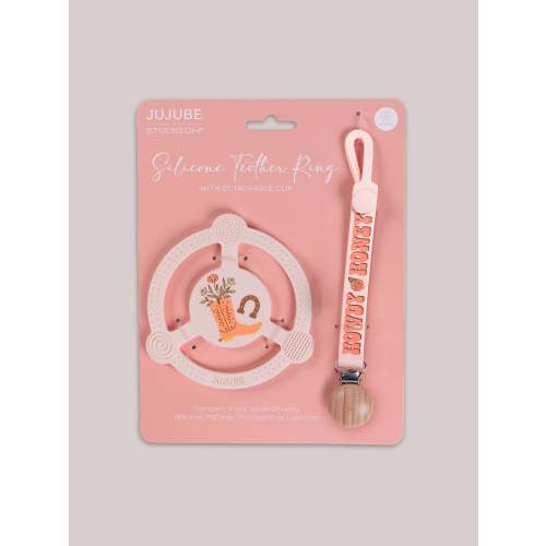 JuJuBe x Studio Oh! Silicone Teether Ring & Detachable Clip - Bloomin' Boot