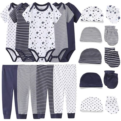 Kiddiezoom Unisex Baby Layette Essentials Giftset Clothing Set 19-Piece For Newborn Baby