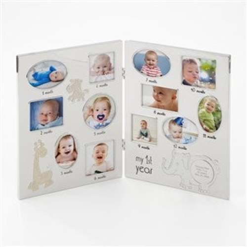 Engraved Baby's First Year Hinged Picture Frame