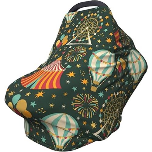 Cartoon Circus Car Seat Cover for Babies Nursing Cover Breastfeeding Baby Carrier Cover Stroller Cover for Toddler Shower Gift Newborn
