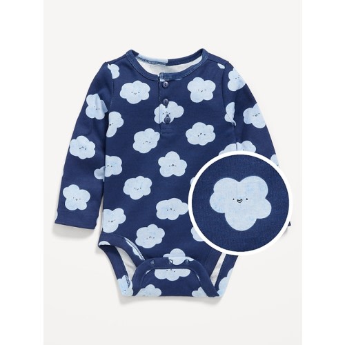 Printed Long-Sleeve Henley Bodysuit for Baby