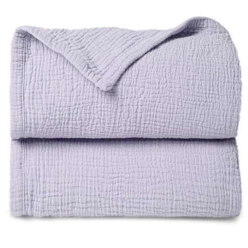 lulumoon Muslin Quilt Blanket, Crib Blanket for Baby and Toddler,47x47 Inches(Purple)