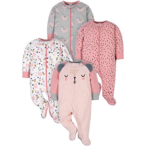 Gerber Baby Girls 4-Pack Sleep 'N Play Footie