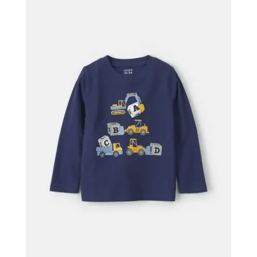 Toddler Construction Long-Sleeve Graphic Tee - Navy Blue | Carter's