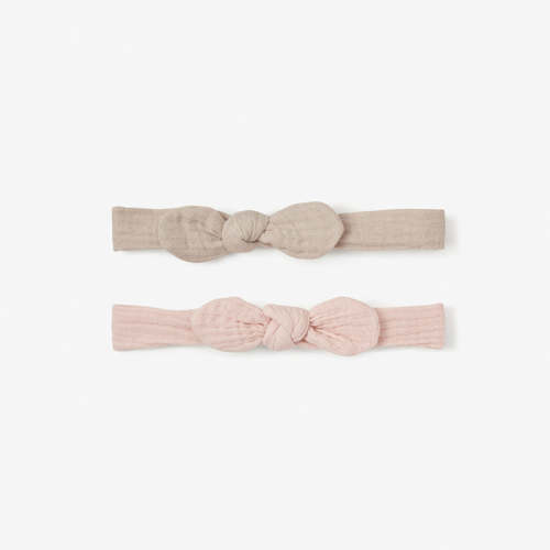Organic Muslin Bow Headband Set Taupe/Blush 2PC TAUPE / 0-12M