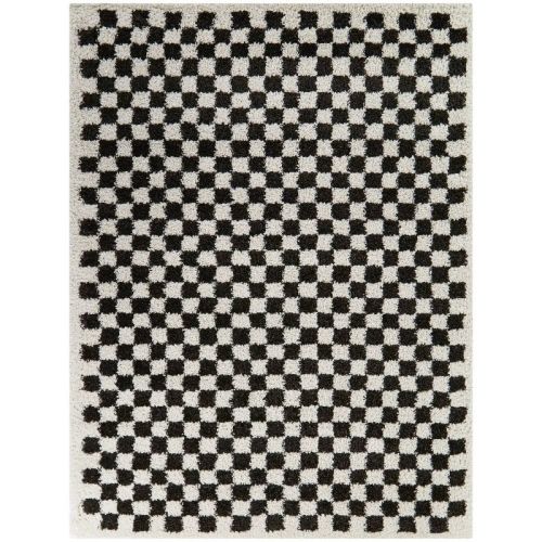 7'10"x10' Covey Checkered Kids' Area Rug Black - Balta Rugs: Shag, Fade-Resistant, Geometric, Pet Friendly, Bedroom Decor