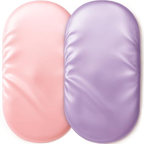 Satin Bassinet Sheets for Girls, 2 Pack, Great for Baby Hair, Pink & Purple | Soft Silk Feeling for Cradle Mattress Pad, Gift for Newborn and Infant