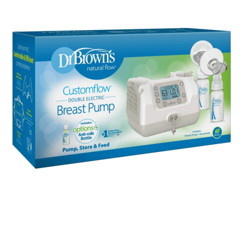 Dr. Brown's Customflow Hospital Strength Double Electric Breast Pump with Adjustable Settings, includes Breast Milk Collection Bottles, Flanges & Other Pumping Essentials