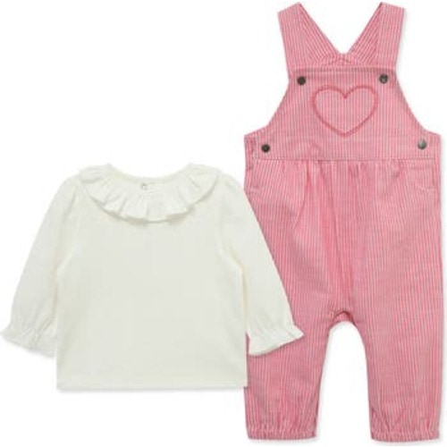 Long Sleeve Top & Stripe Overalls Set